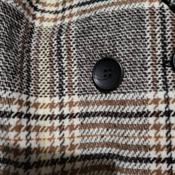Classic Plaid Print double breasted Pea Overcoat jacket fall/winter - Picture 8 of 10